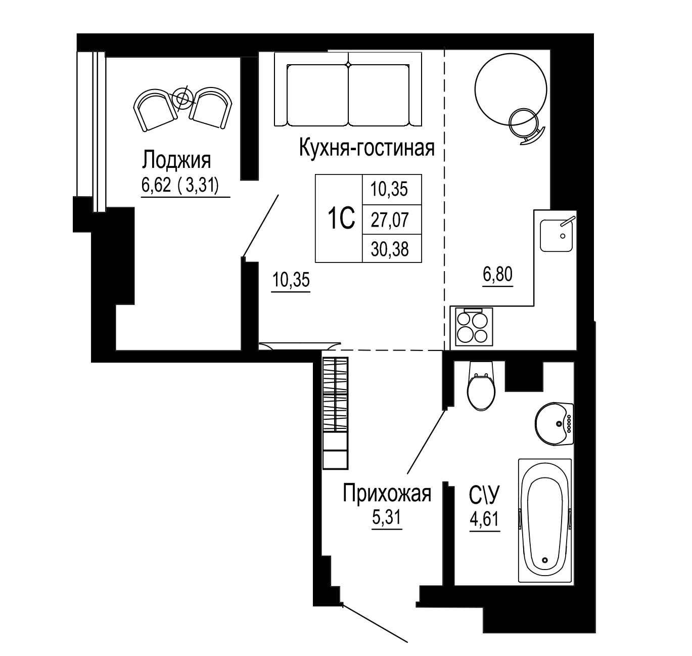 Купить Студия 30.73 м² 14 этаж в ЖК «Донская слобода» от застройщика - СМУ1