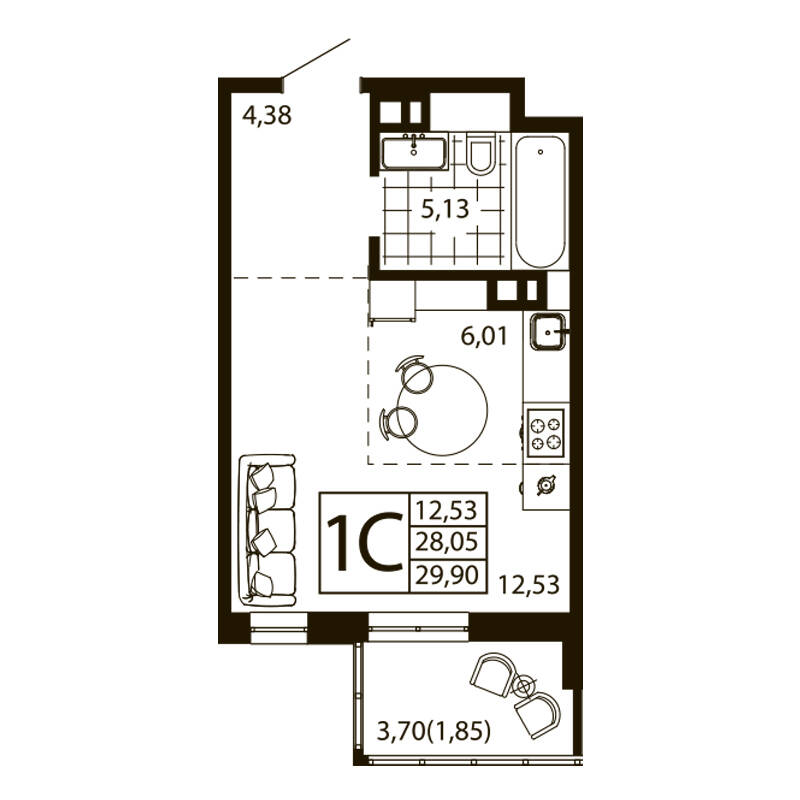 Планировка 1-комн.