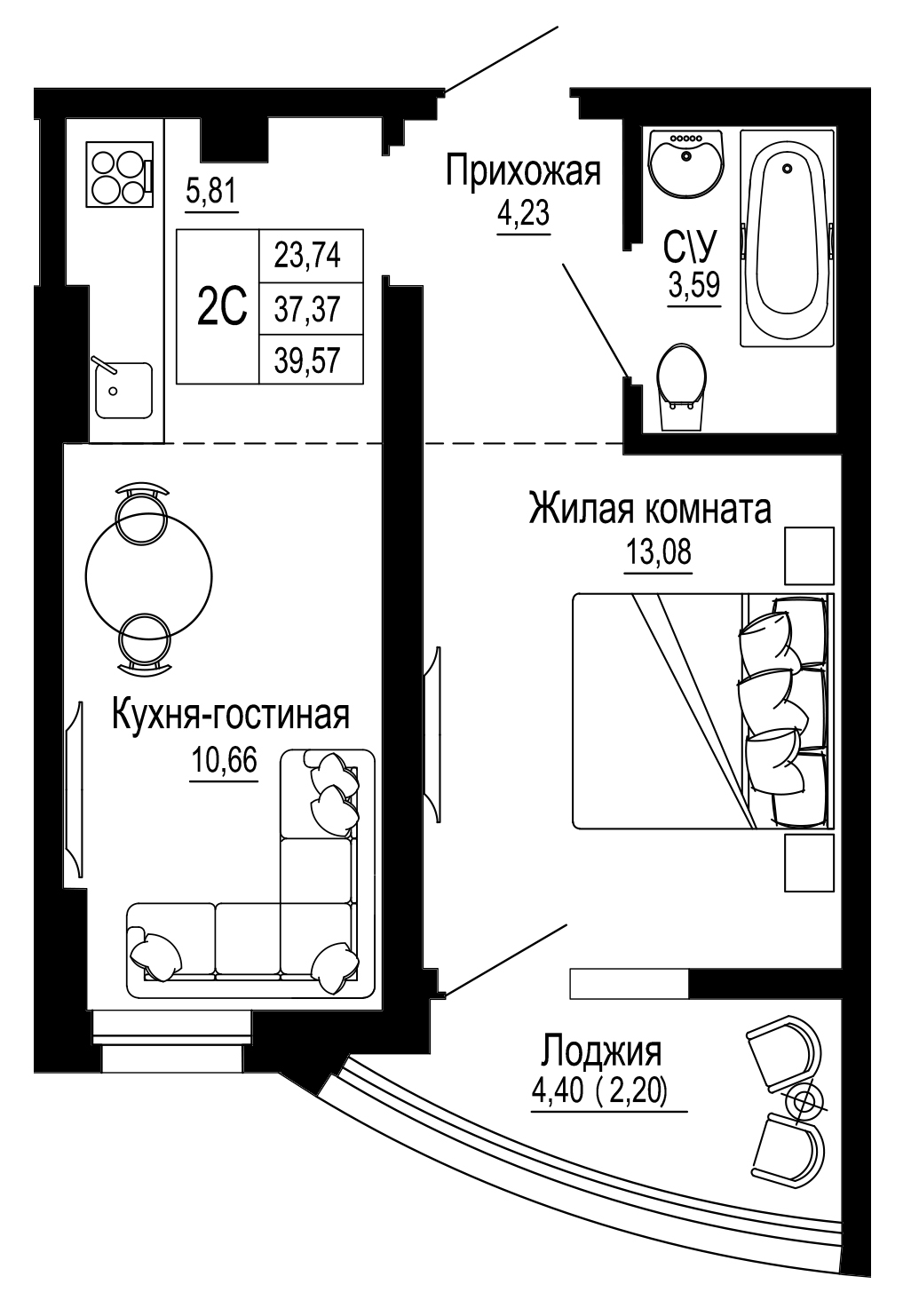 Купить 2-комн. квартира 24 этаж в ЖК «Донская слобода» от застройщика - СМУ1